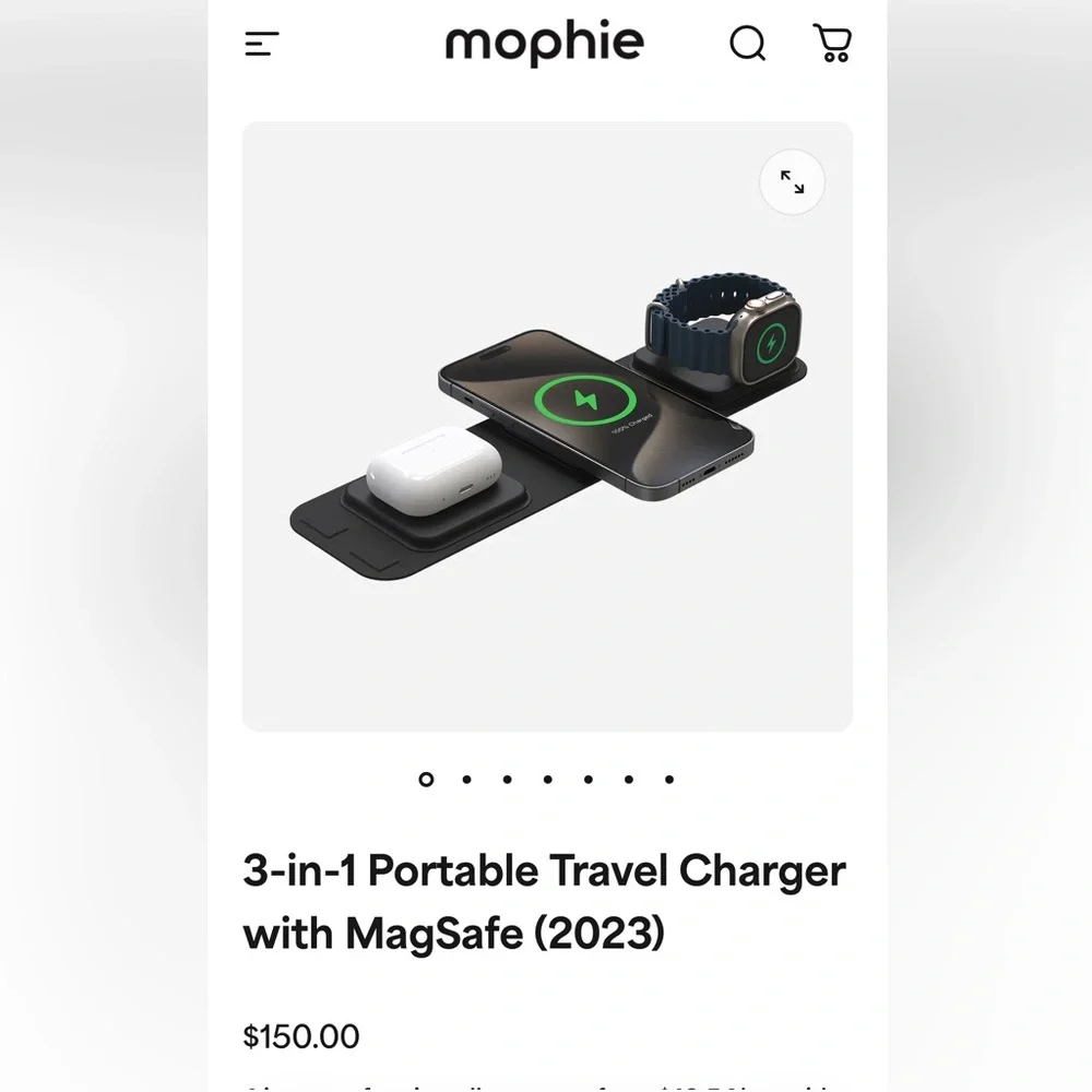 Mophie Black Travel Charger with MagSafe